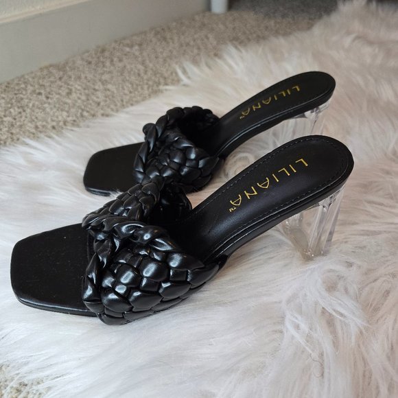 Liliana Denim Print Lucite Inset Lace-Up Oxford Flat